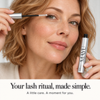 Woman applying Mayu eyelash serum as part of her nightly routine